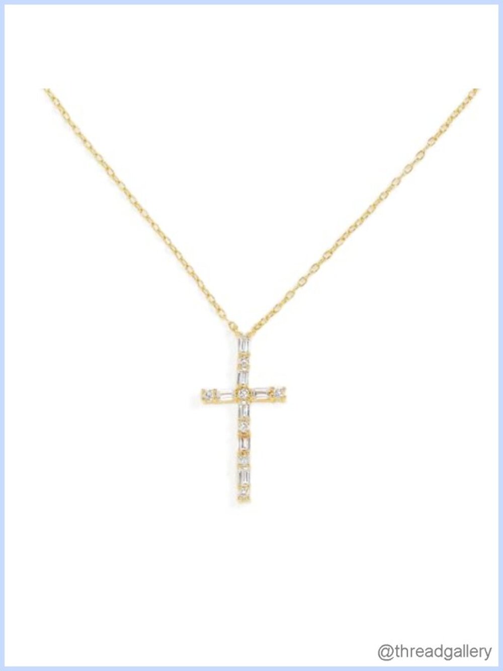 JTV CZ Cross Necklace 18K Gold Over Sterling Silver Pendant